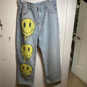 Feed Me Gems drippy smiley jeans